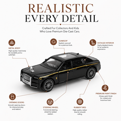 Rolls Royce Phantom Diecast Model Car – 1:32 Scale Metal Alloy Toy Car with Pull-Back Action, Light & Sound