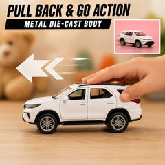 Toyota Fortuner Die Cast Metal Toy Car 1:32 Scale | Pull Back with Lights & Sound