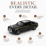 Rolls Royce Phantom Diecast Model Car – 1:32 Scale Metal Alloy Toy Car with Pull-Back Action, Light & Sound