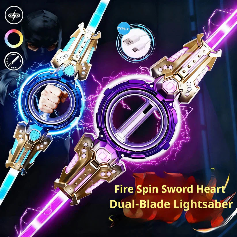 Fire Spin Sword Double-Blade Metal - Light Saber Toy