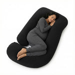 TeddyNest Full Body Pregnancy Pillow – J Shape | Soft Velvet Cover | Washable | Navy Blue