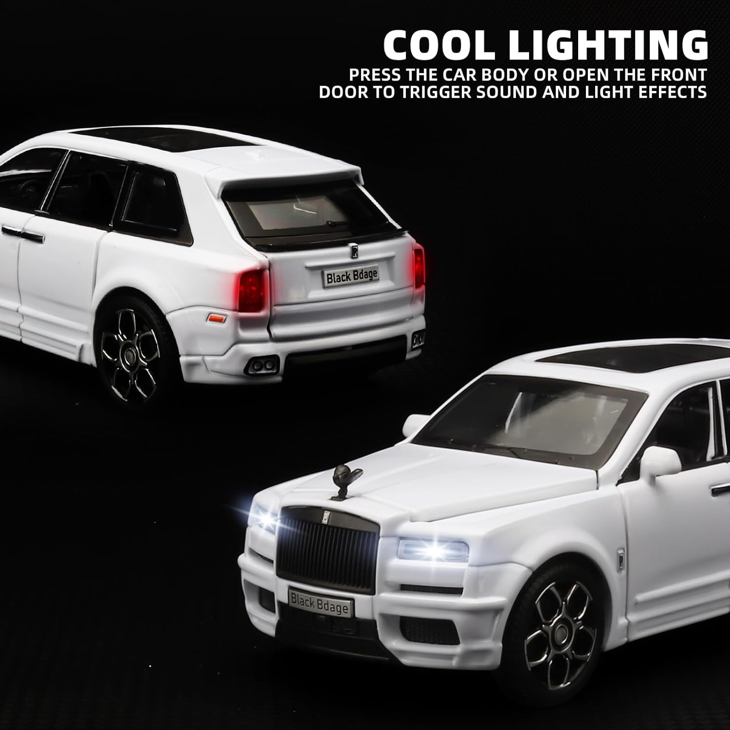Rolls-Royce Cullinan Die Cast Metal Toy Car 1:32 Scale | Pull Back with Lights & Sound